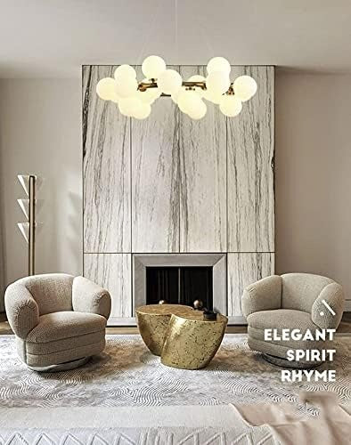 Gold Frosted Glass Chandelier Ceiling Lights Hanging - Warm White-AC