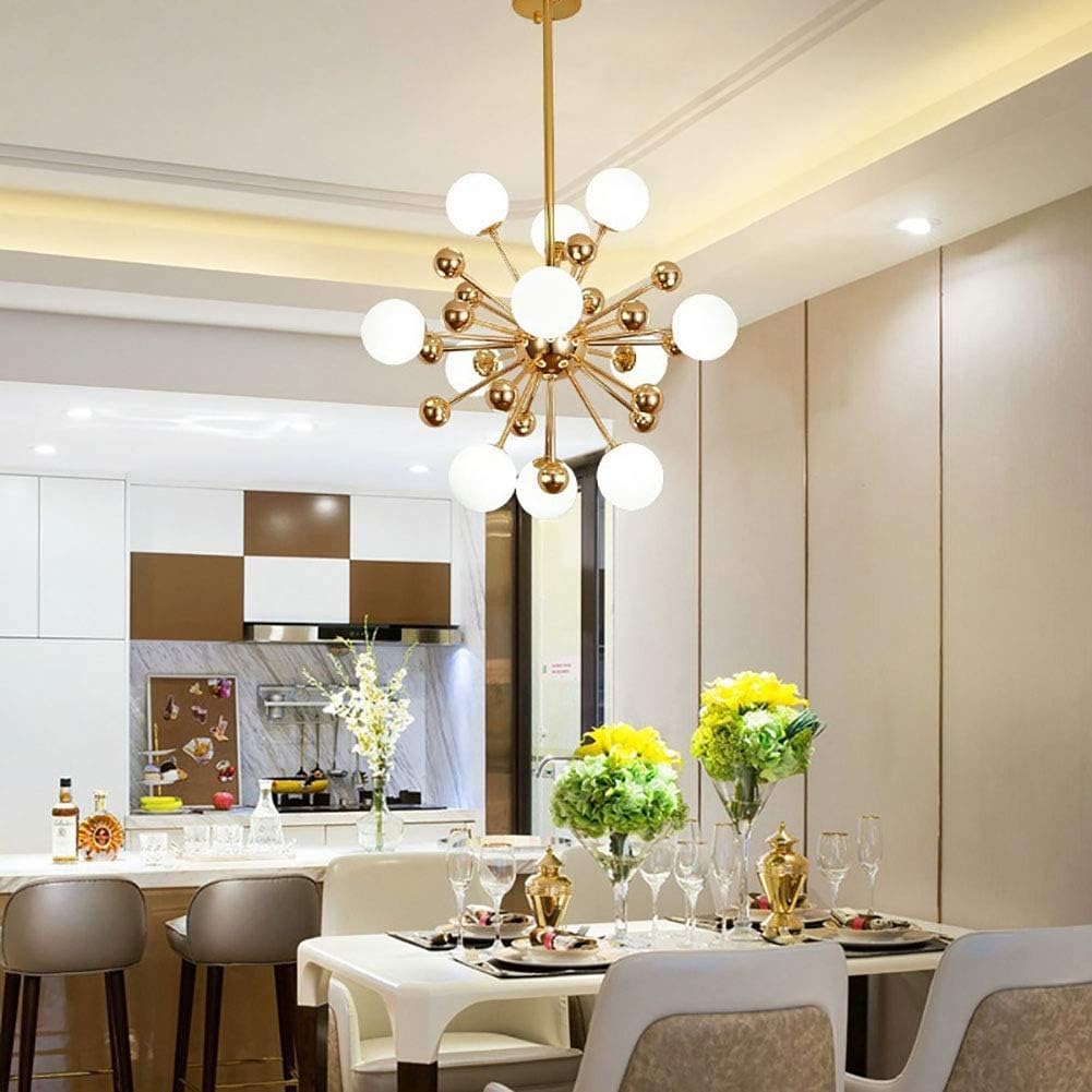 Modern  Chandeliers Lighting,G4 Round Lights with Glass Globe Shade Adjustable Orb Ceiling Lights
