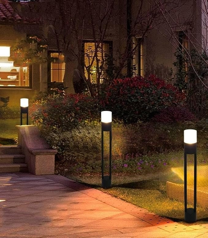 600mm Modern Grey Cylindrical Cage Bollard Garden Light for Pathways, Driveway,