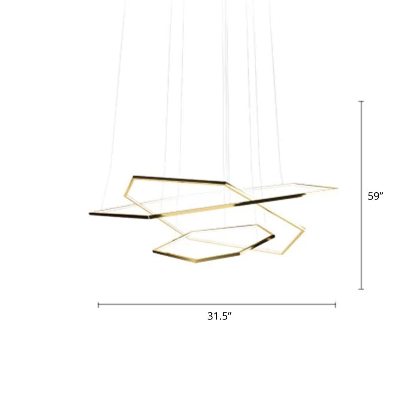 Hexagon LED Suspension Lamp Minimalist Gold Chandelier