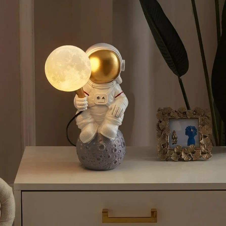 Kids' Room Resin Lunar Astronaut Bedside Table Lamp