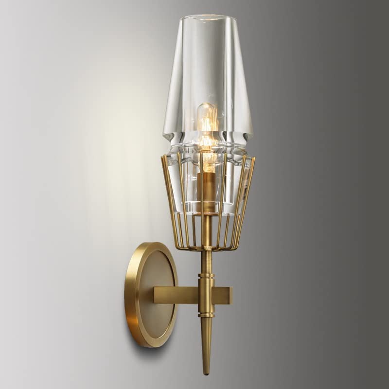 Gold Metal Clear Glass Wall Light Copper Metal - Gold Warm White
