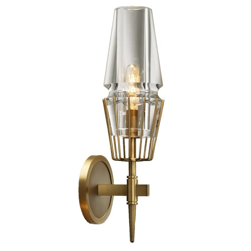 Gold Metal Clear Glass Wall Light Copper Metal - Gold Warm White