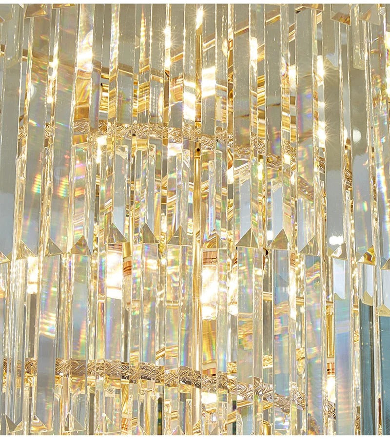 1800MMX600MM K9 CRYSTAL LED DOUBLE HEIGHT STAIR CHANDELIER - WARM WHITE