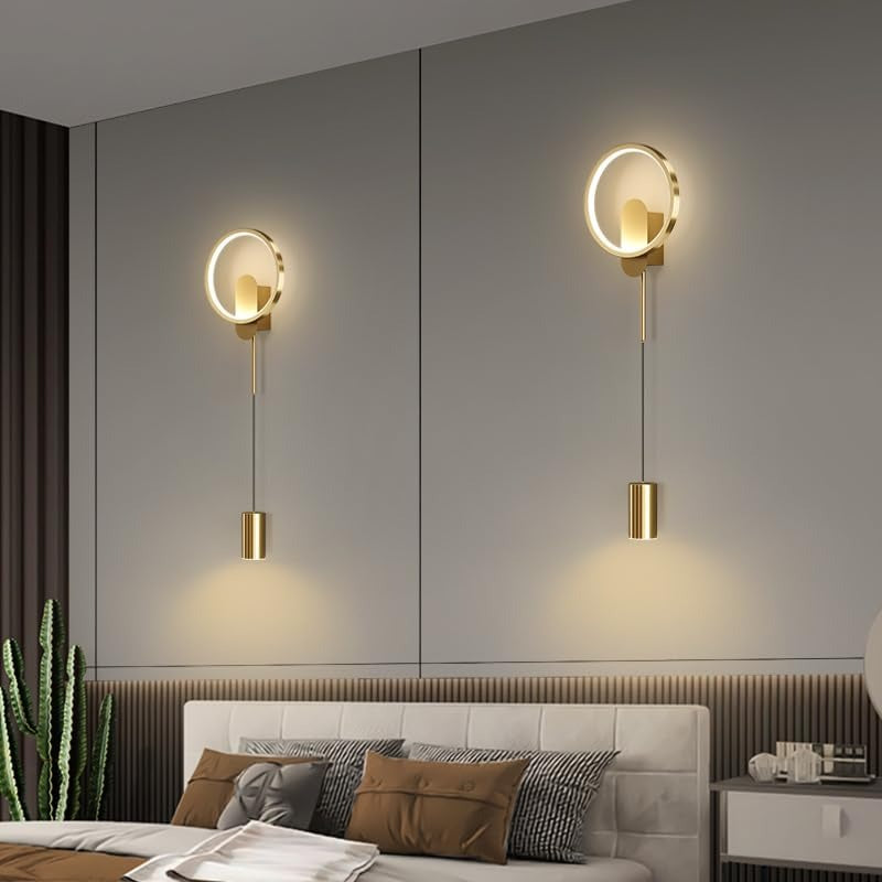 LED Golen Round Bedside Wall Ceiling Light with Spot