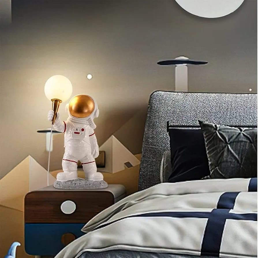 Kids' Room Resin Lunar Astronaut Bedside Table Lamp