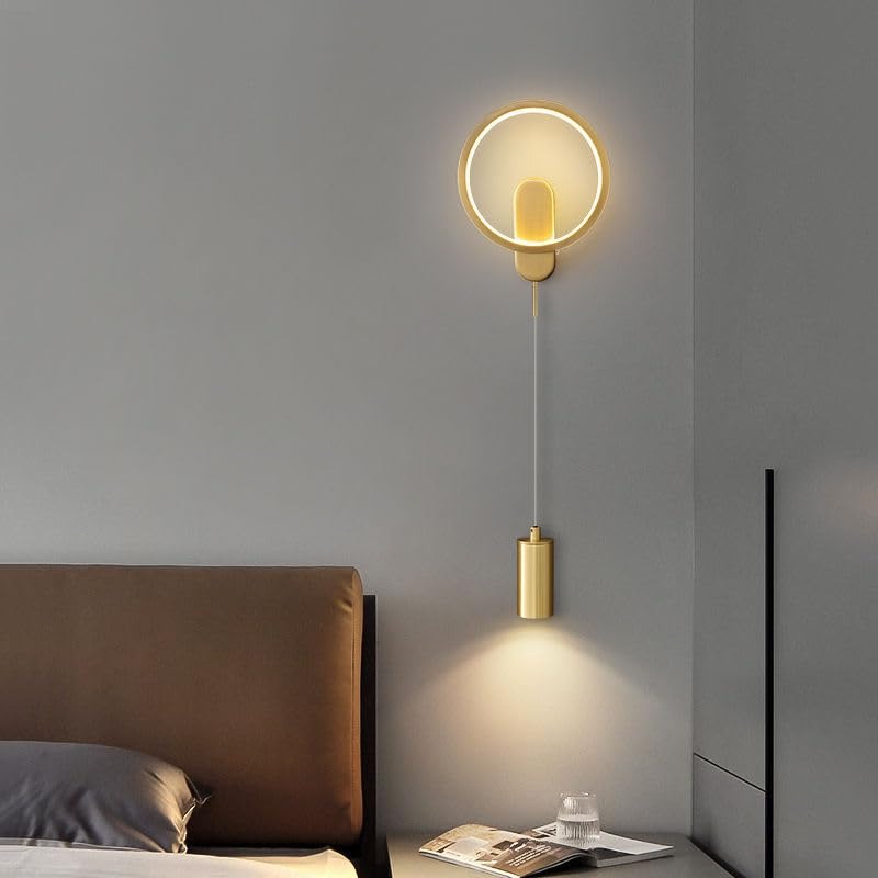 LED Golen Round Bedside Wall Ceiling Light with Spot
