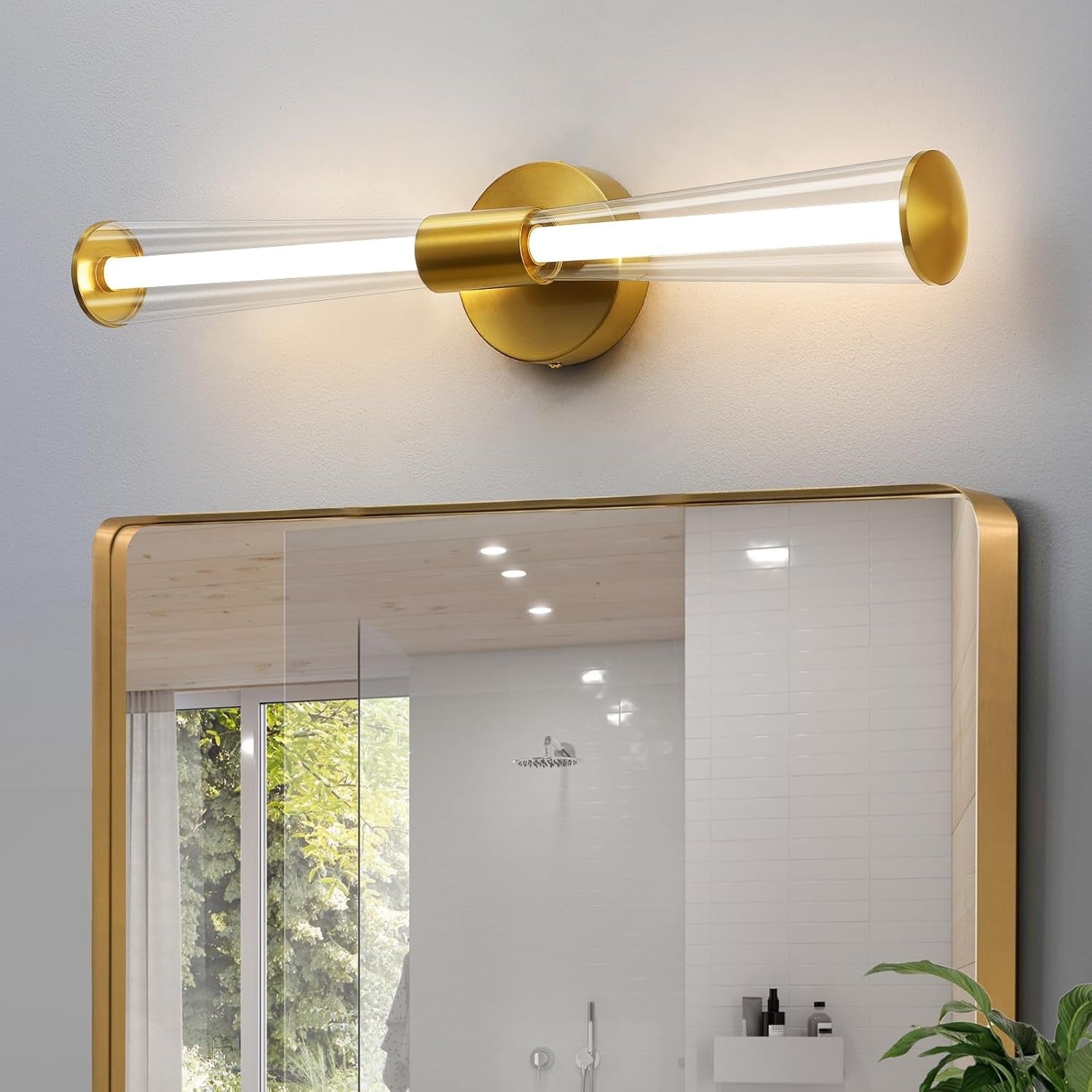 Gold Vanity Light for Bathroom Modern Bathroom Light Fixture Dimmable LED 23inch Horizontal/Vertical Bathroom Wall