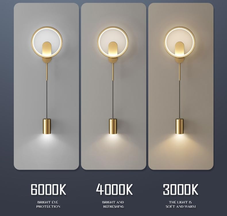 LED Golen Round Bedside Wall Ceiling Light with Spot
