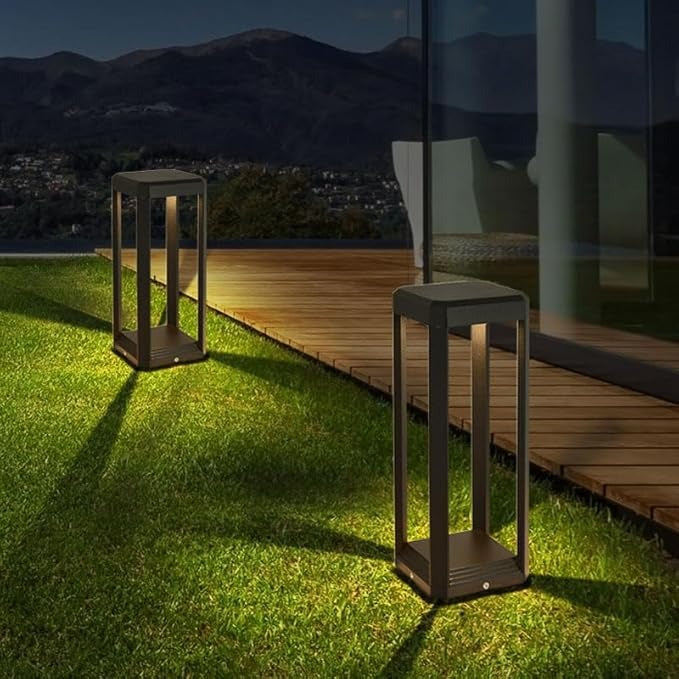 Led 300MM Grey Body Bollard Outdoor Garden Park Driveway Light