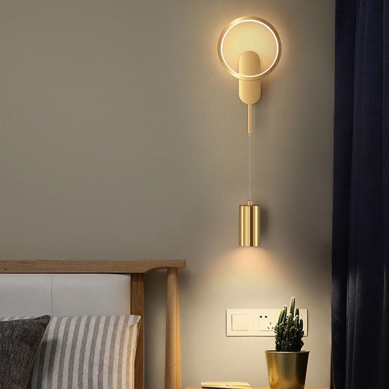 LED Golen Round Bedside Wall Ceiling Light with Spot