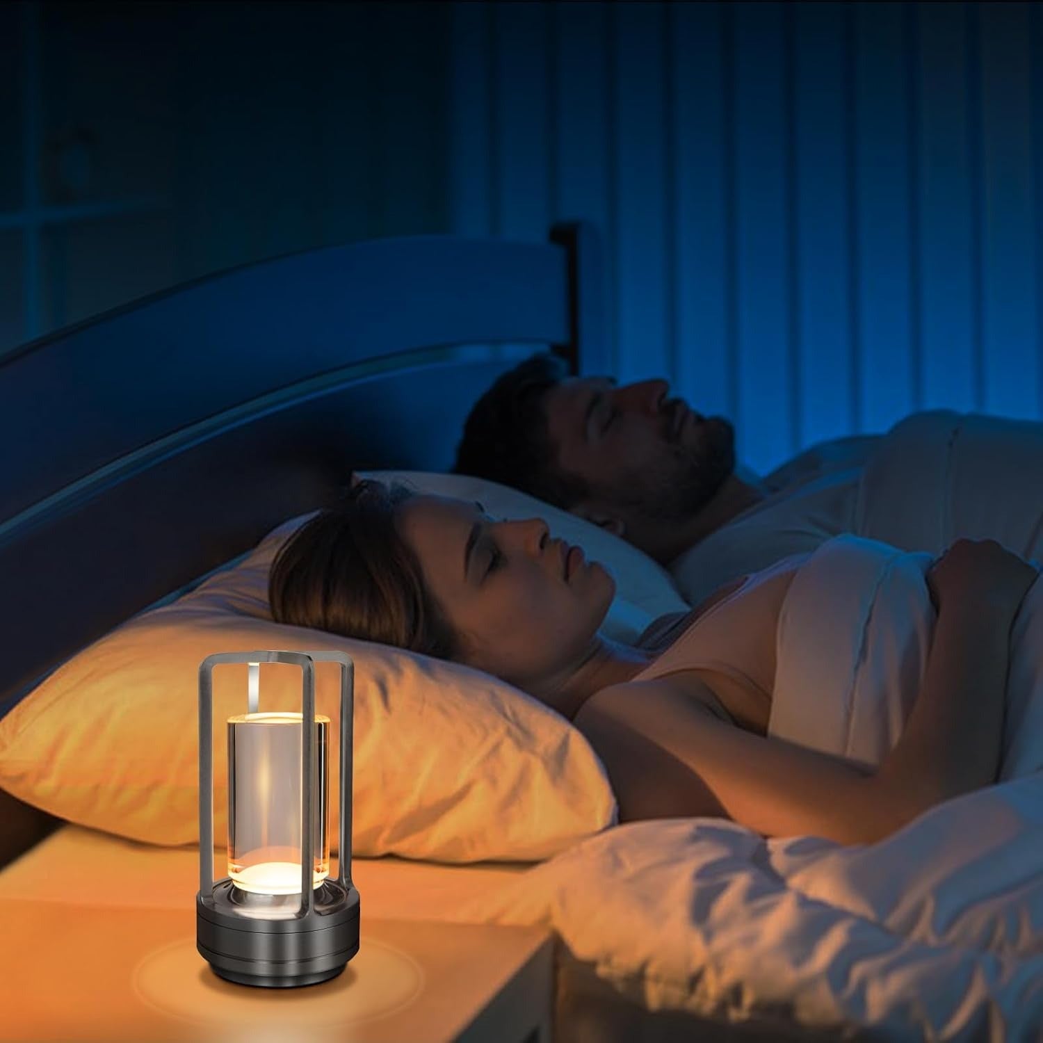 Table Lamp for Outdoor Indoor, Portable Metal Desk Lamp, Rechargeable LED Crystal Lantern Lamp