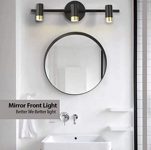 Led Bathroom Vanity Picture Mirror 3 Light Black Gold Wall Lamp