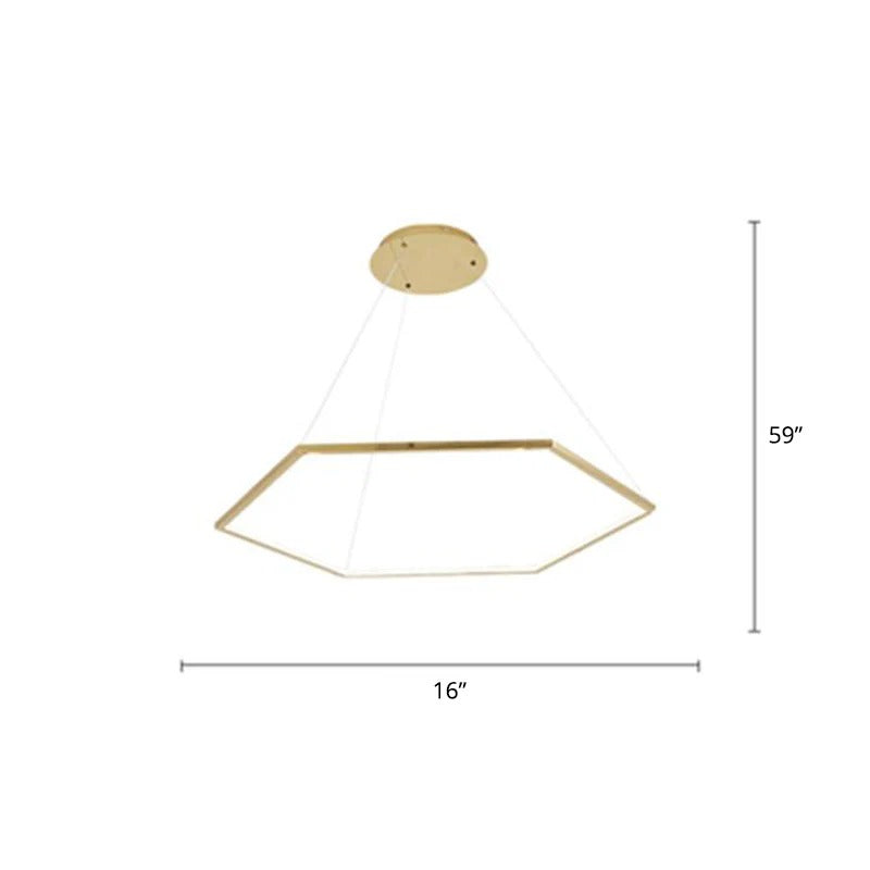 Hexagon LED Suspension Lamp Minimalist Gold Chandelier