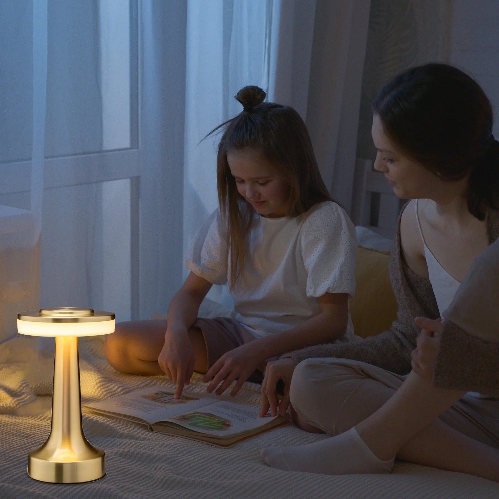 LED Table Lamp with Touch Sensor, 3-Levels Brightness, Rechargeable Night Light for Kids Nursery,