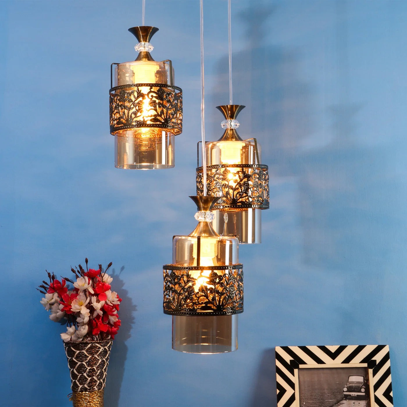 Antique Brass Metal Hanging Light