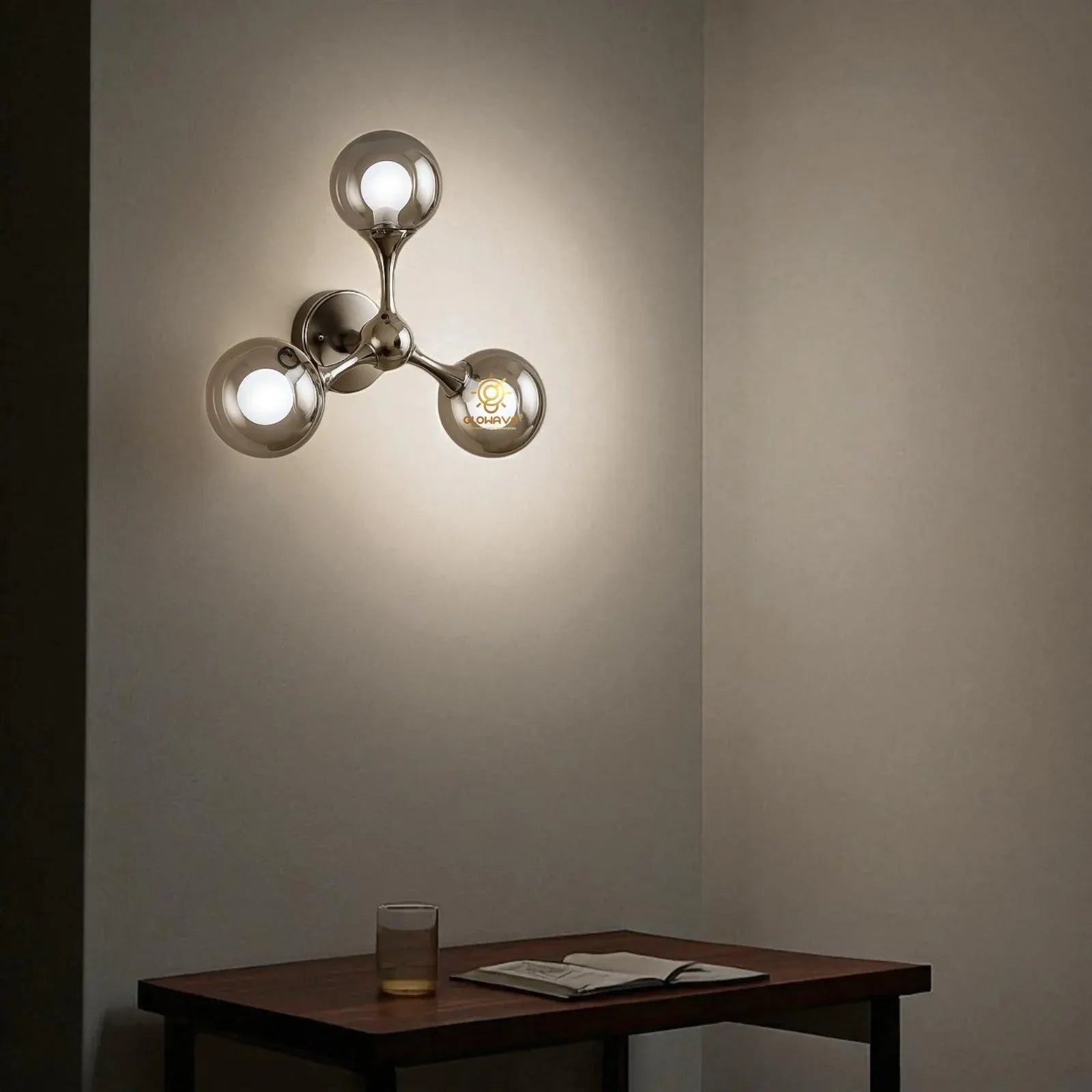 3 smoky Glass Ball Sconce Blub Wall Lamp