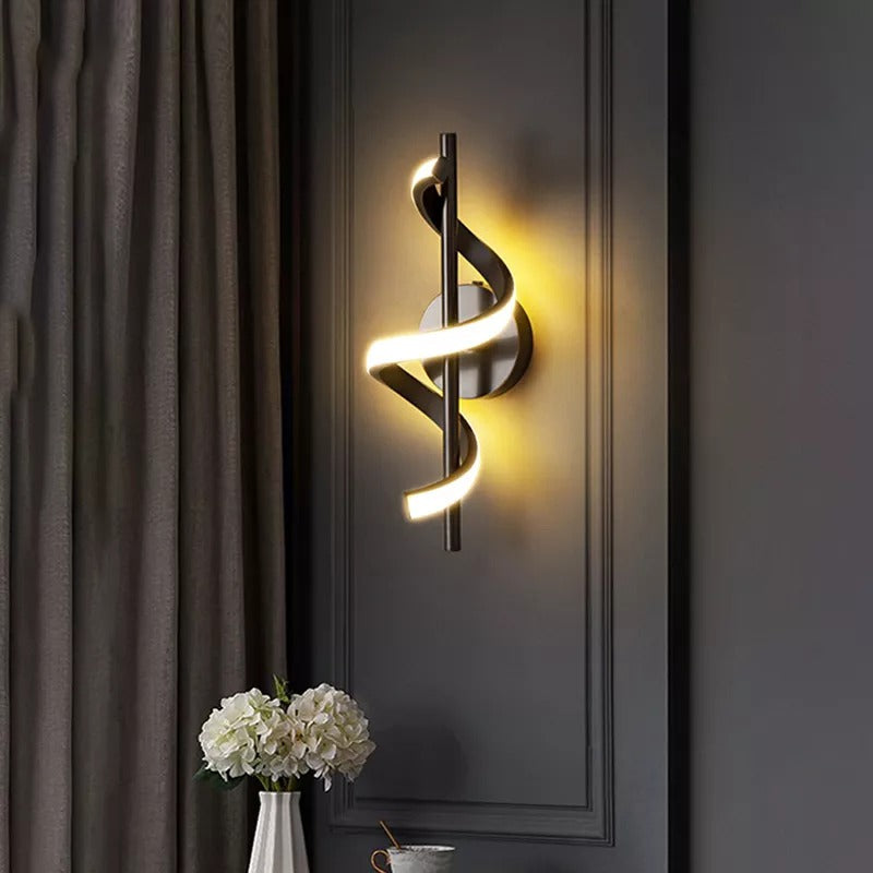 New Modern Minimalist Gold/Black spiral LED Wall lamp