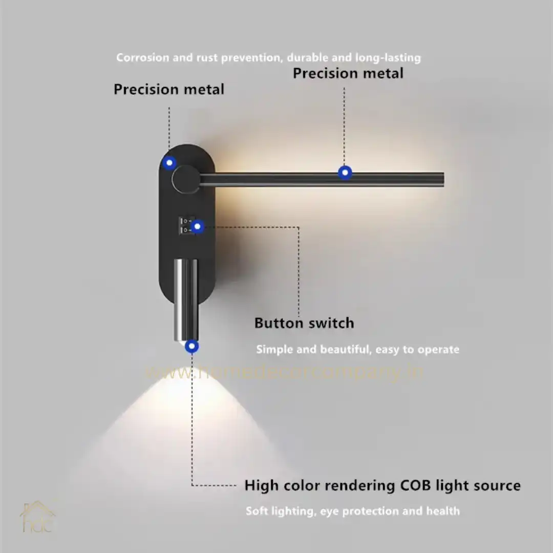 LED Reading Adjustable Headboard with Switch Bedside Lamp Spotlight Night Light