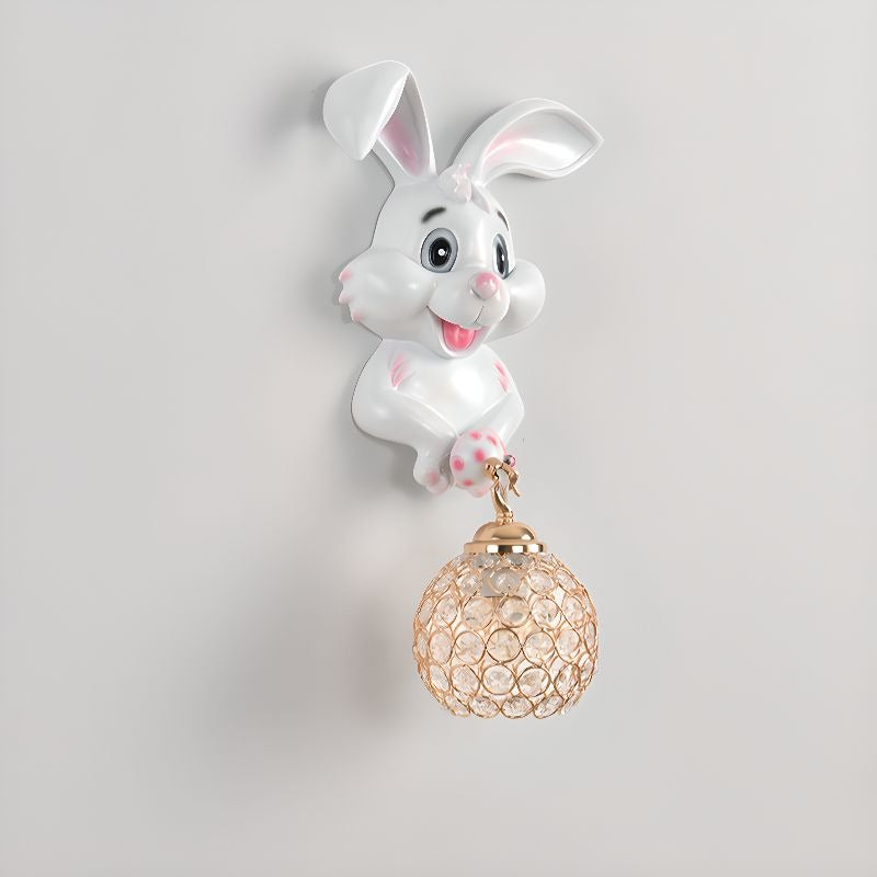 Kids Resin Wall Sconce, 220V-240V, Lovely Rabbit, Hardwired