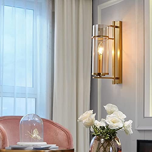 Modern Wall Mount Sconce Fixture Brass Glass Wall Lamp