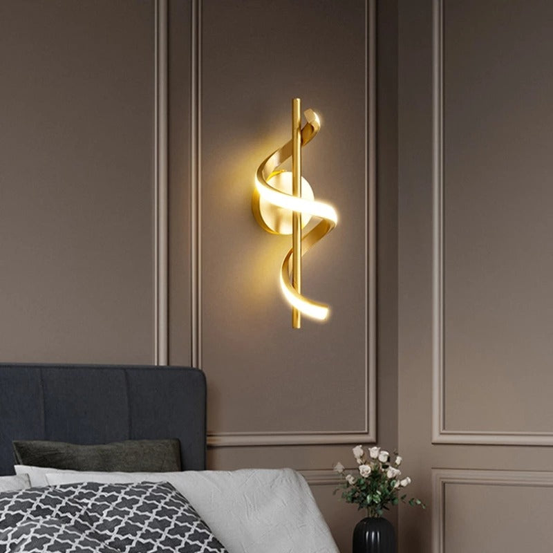 New Modern Minimalist Gold/Black spiral LED Wall lamp