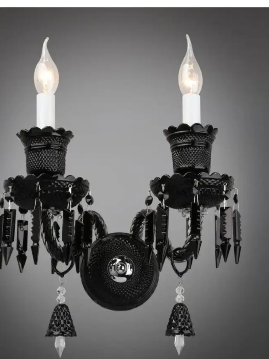 Italian Black Glass Wall Light Electroplated
