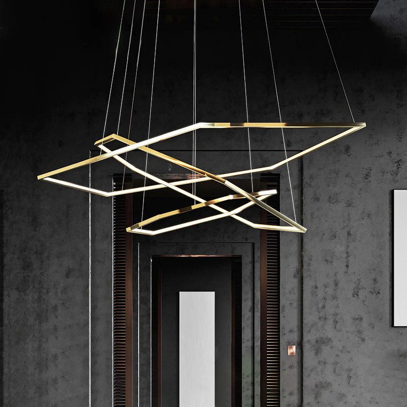 Hexagon LED Suspension Lamp Minimalist Gold Chandelier