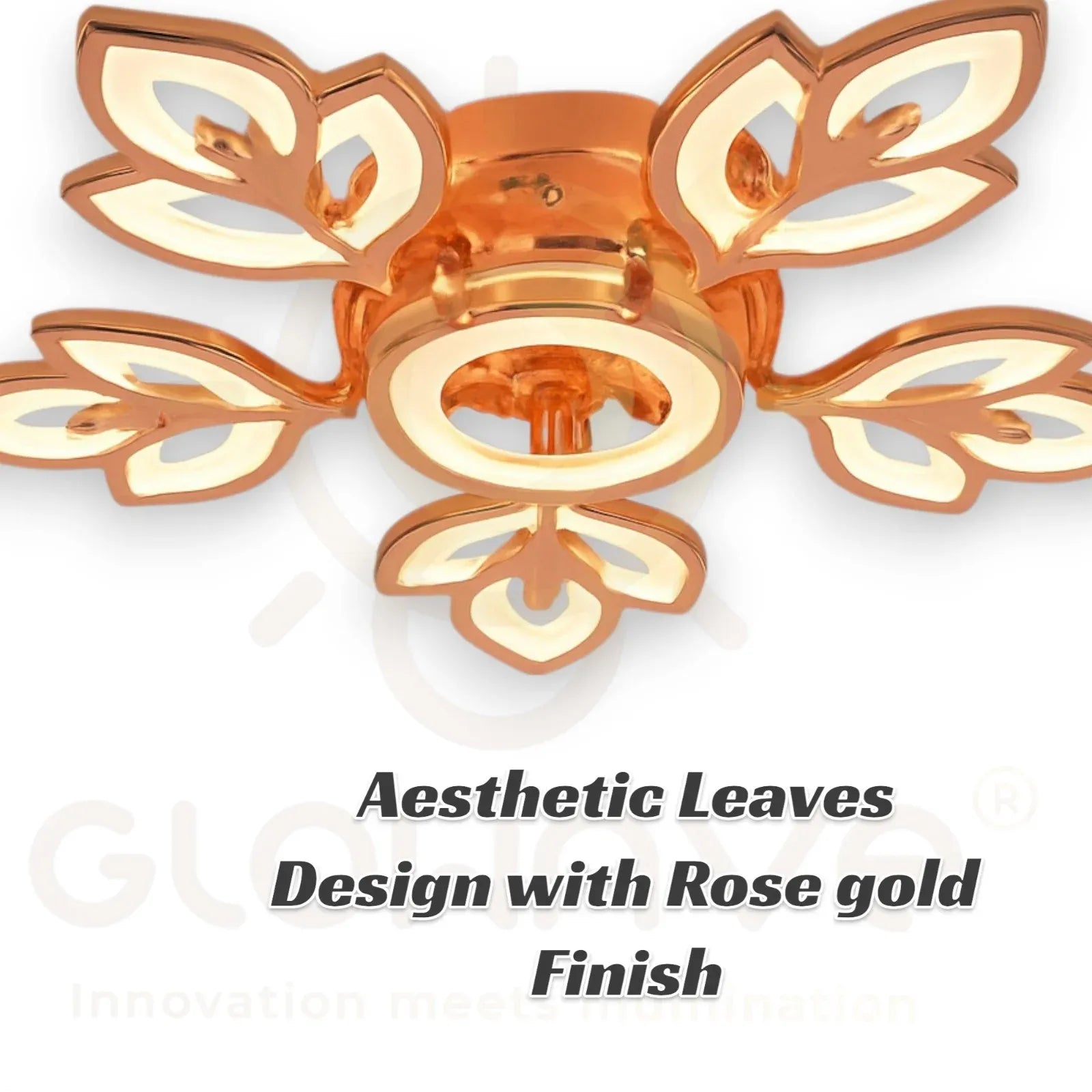 Rose Gold LED 6 Flower Shape Crystal Ceiling Light - Tricolour