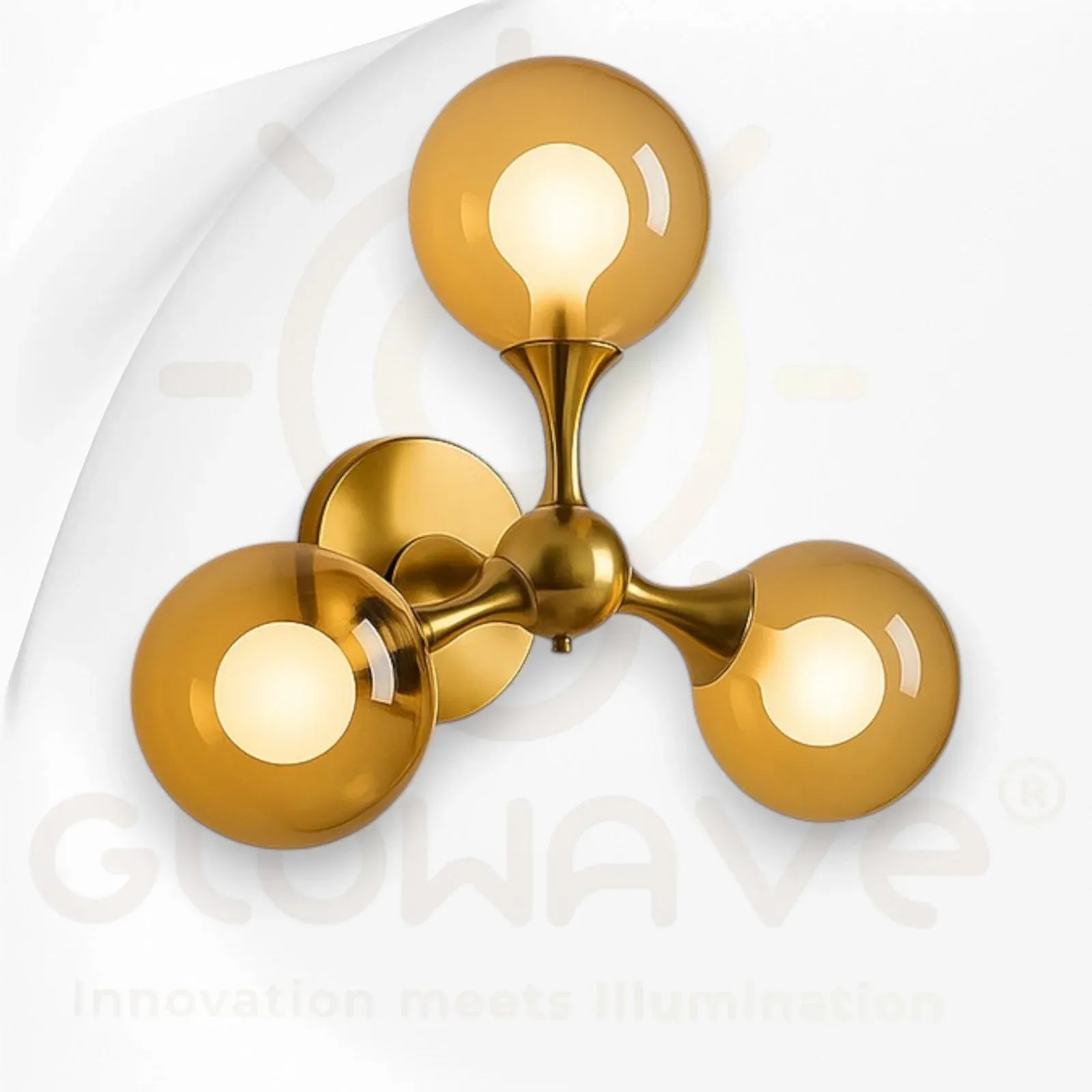3 Amber Glass Ball Sconce Blub Wall Lamp