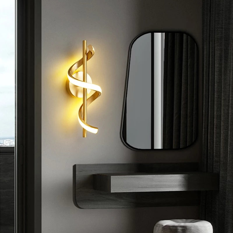 New Modern Minimalist Gold/Black spiral LED Wall lamp