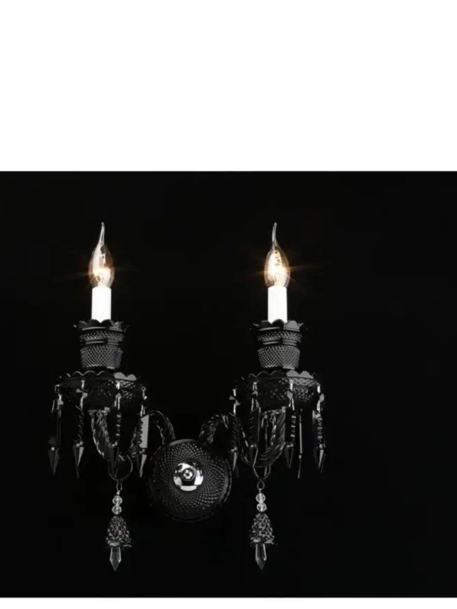 Italian Black Glass Wall Light Electroplated