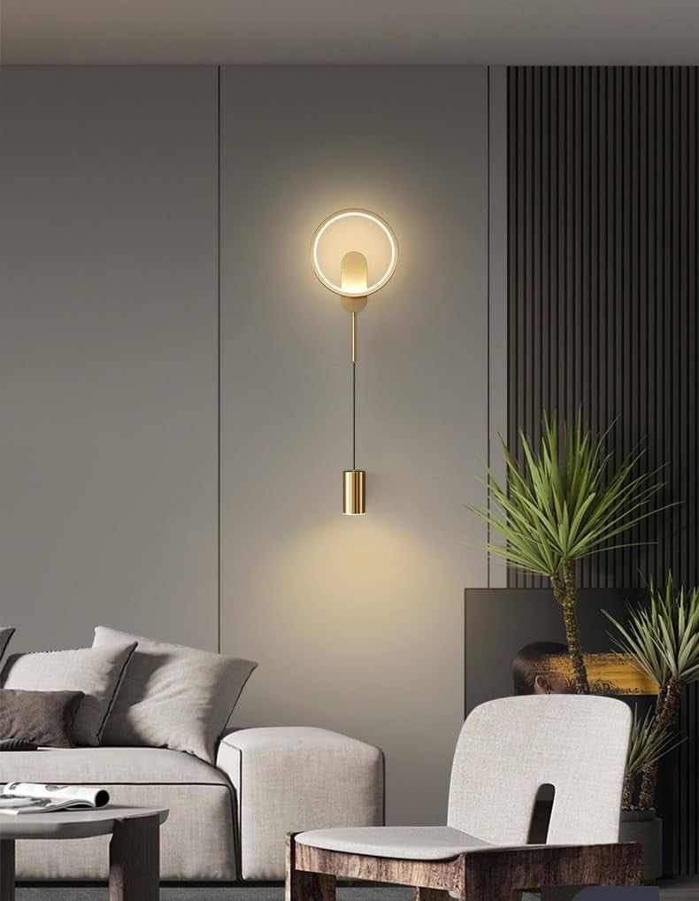 LED Golen Round Bedside Wall Ceiling Light with Spot