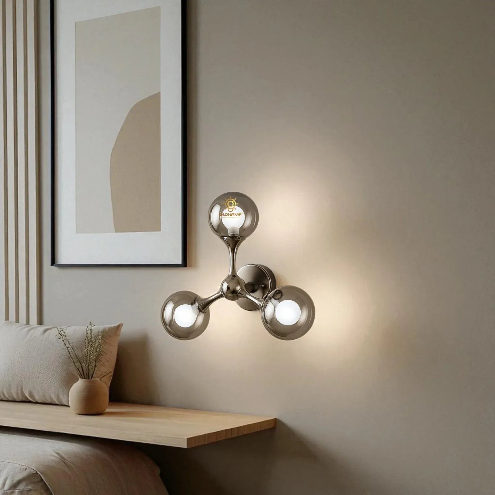 3 smoky Glass Ball Sconce Blub Wall Lamp