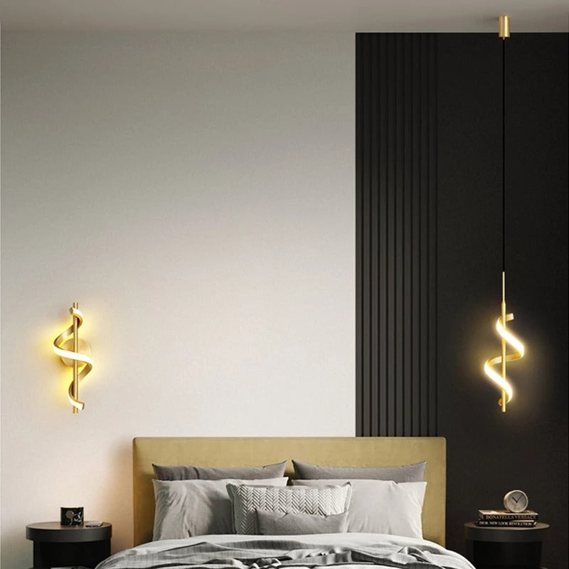New Modern Minimalist Gold/Black spiral LED Wall lamp