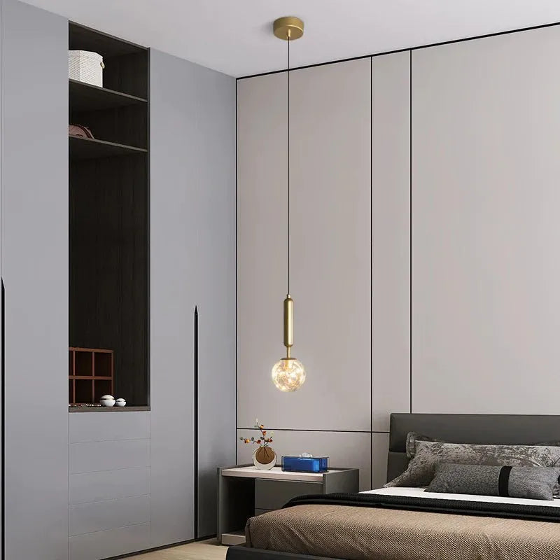 Glass Ball Gold Pendant Lamp Ceiling Light