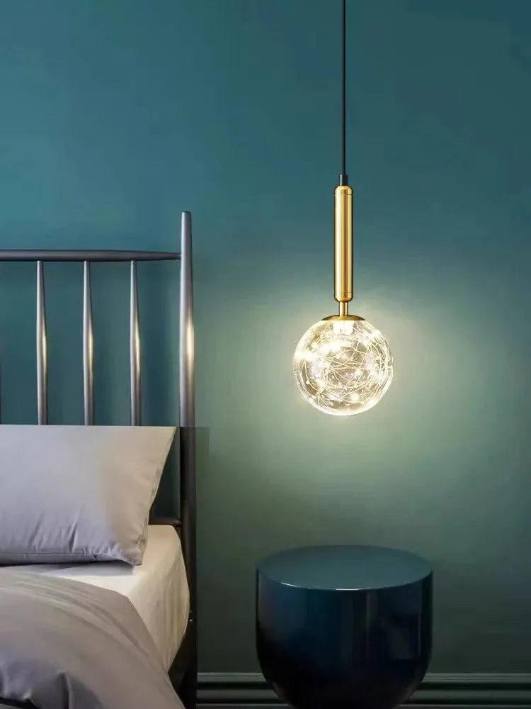 Glass Ball Gold Pendant Lamp Ceiling Light
