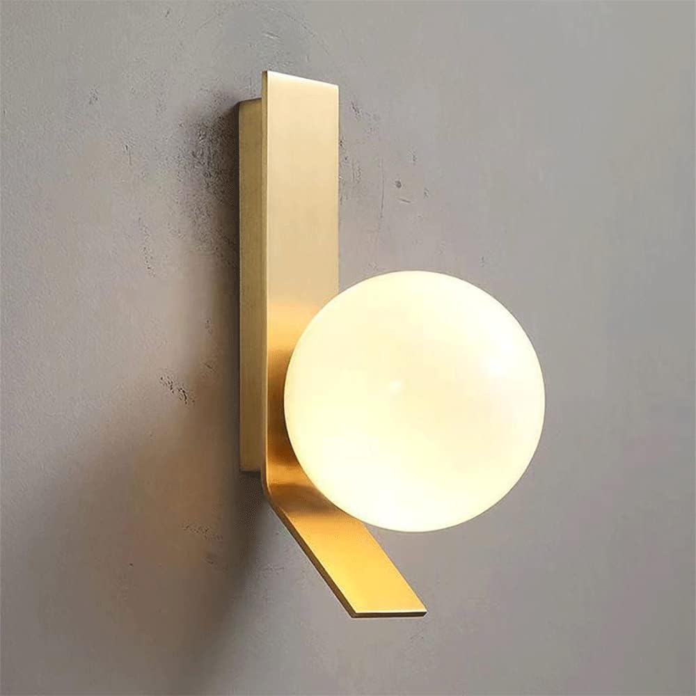 Gold Frosted Glass Ball Wall Light Electroplated Metal - Warm White