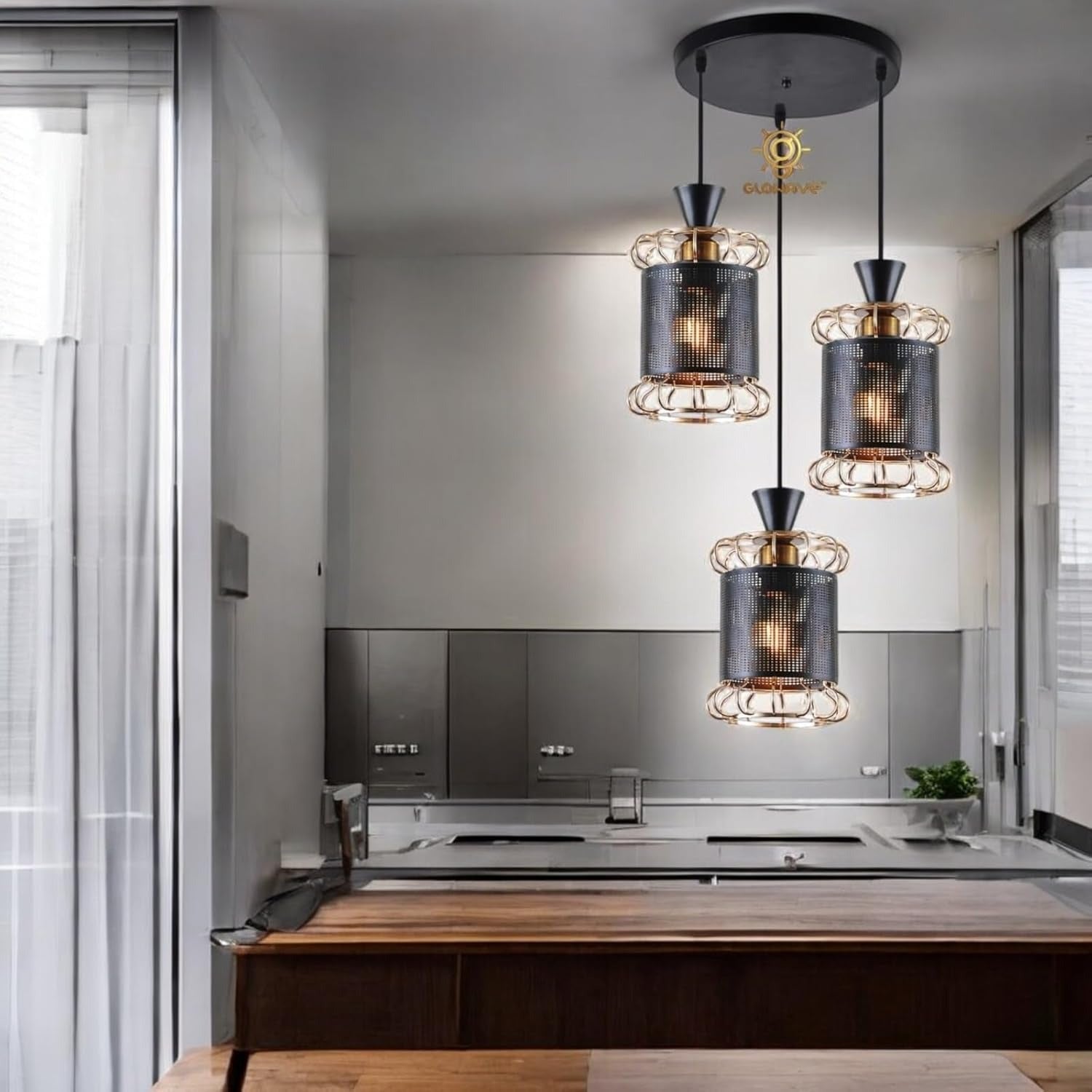 Modern Golden Black  Pendant Hanging Light Ceiling Lamp