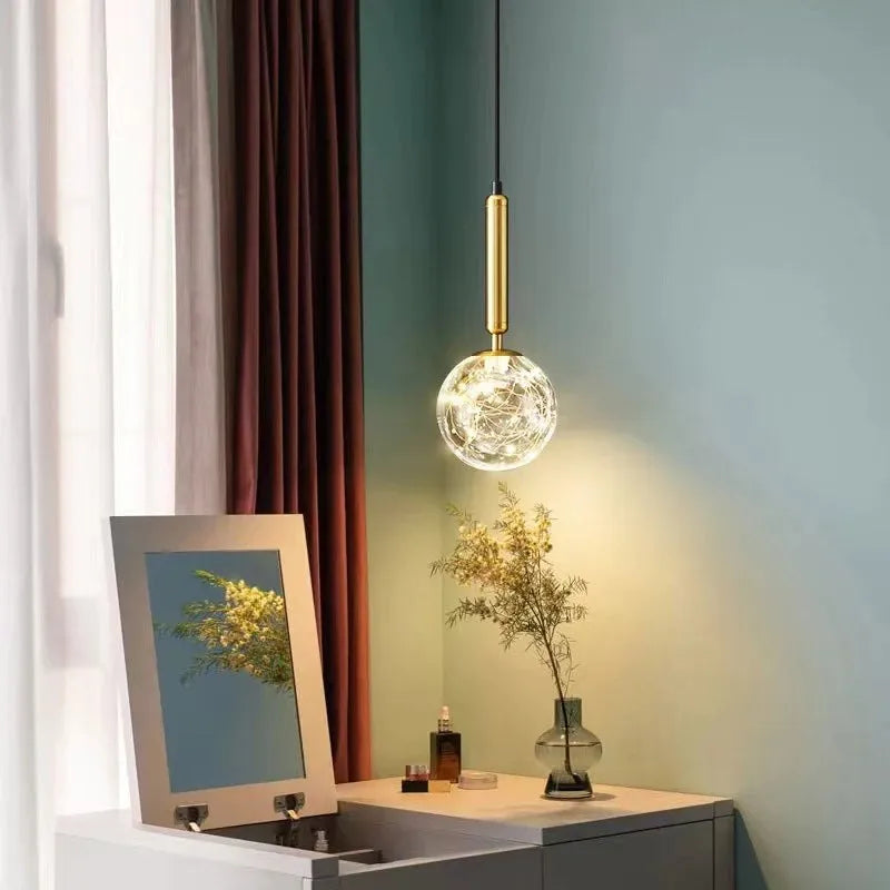 Glass Ball Gold Pendant Lamp Ceiling Light