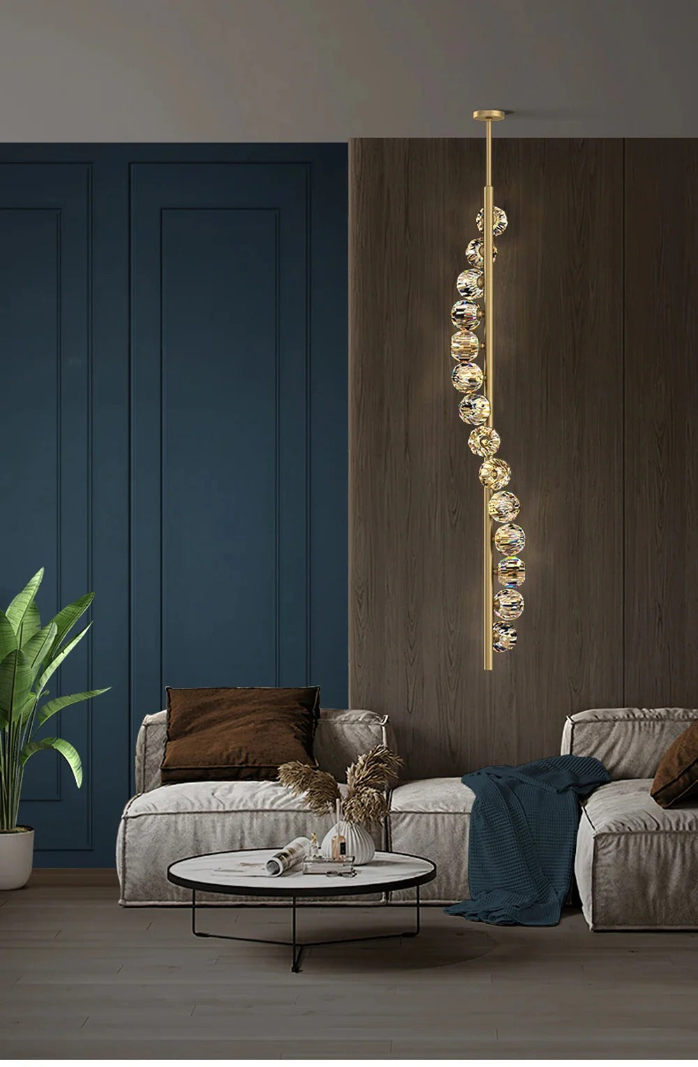 11 LIGHT LED GOLD Sturdy GLASS PENDANT LAMP CEILING LIGHT FOR HOME AND OFFICE - WARM WHITE