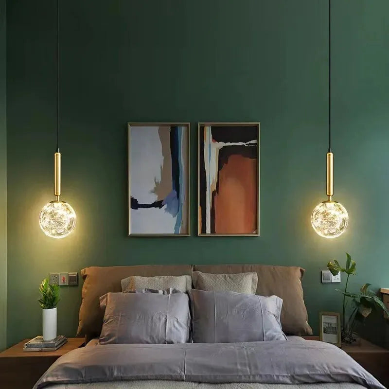 Glass Ball Gold Pendant Lamp Ceiling Light