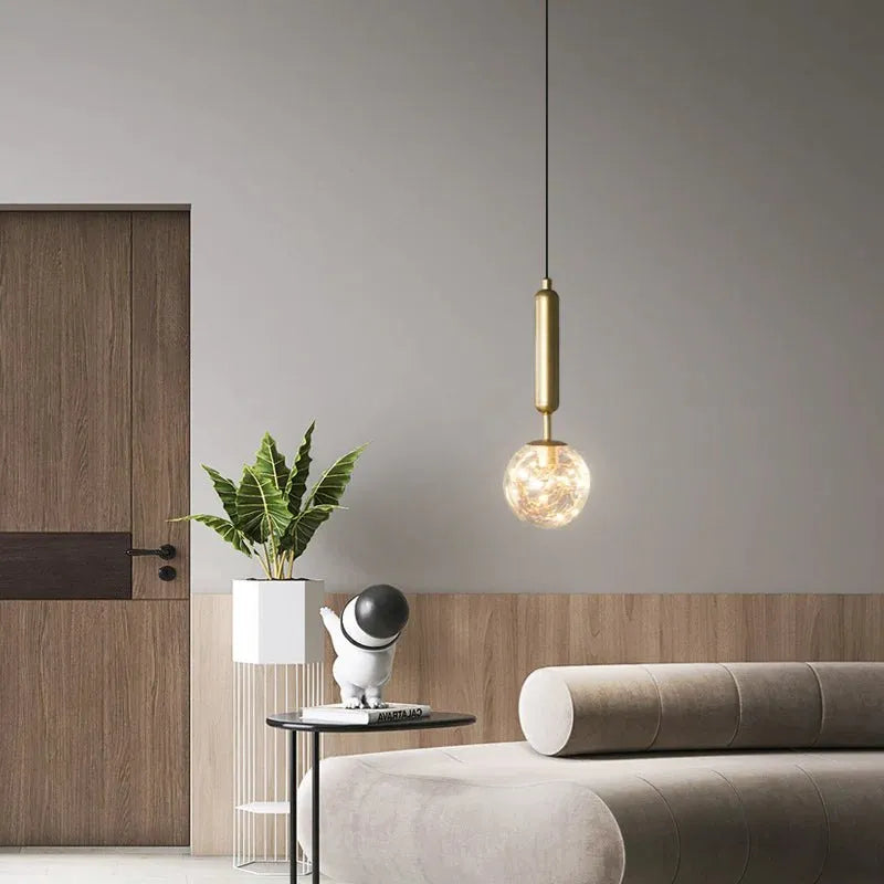 Glass Ball Gold Pendant Lamp Ceiling Light