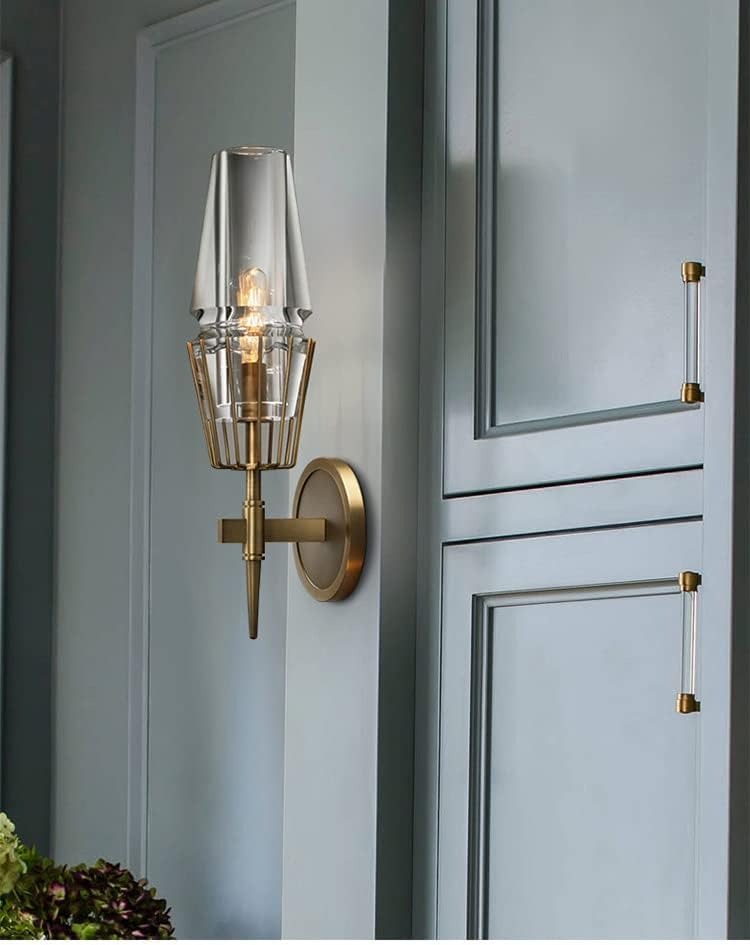 Gold Metal Clear Glass Wall Light Copper Metal - Gold Warm White