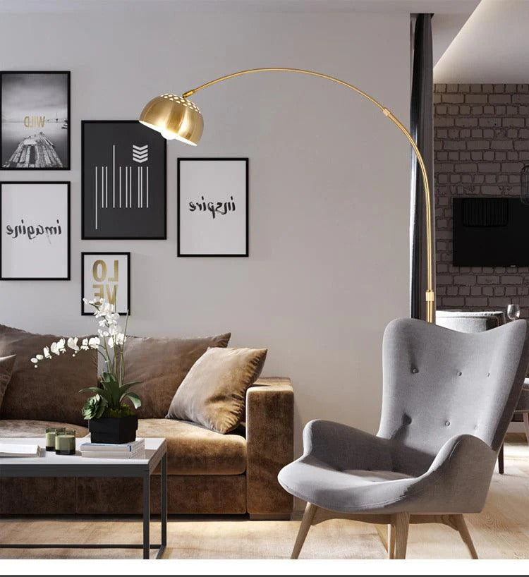 Huge Arc FLOOR LAMP LIVING ROOM STANDING LAMP - Gold